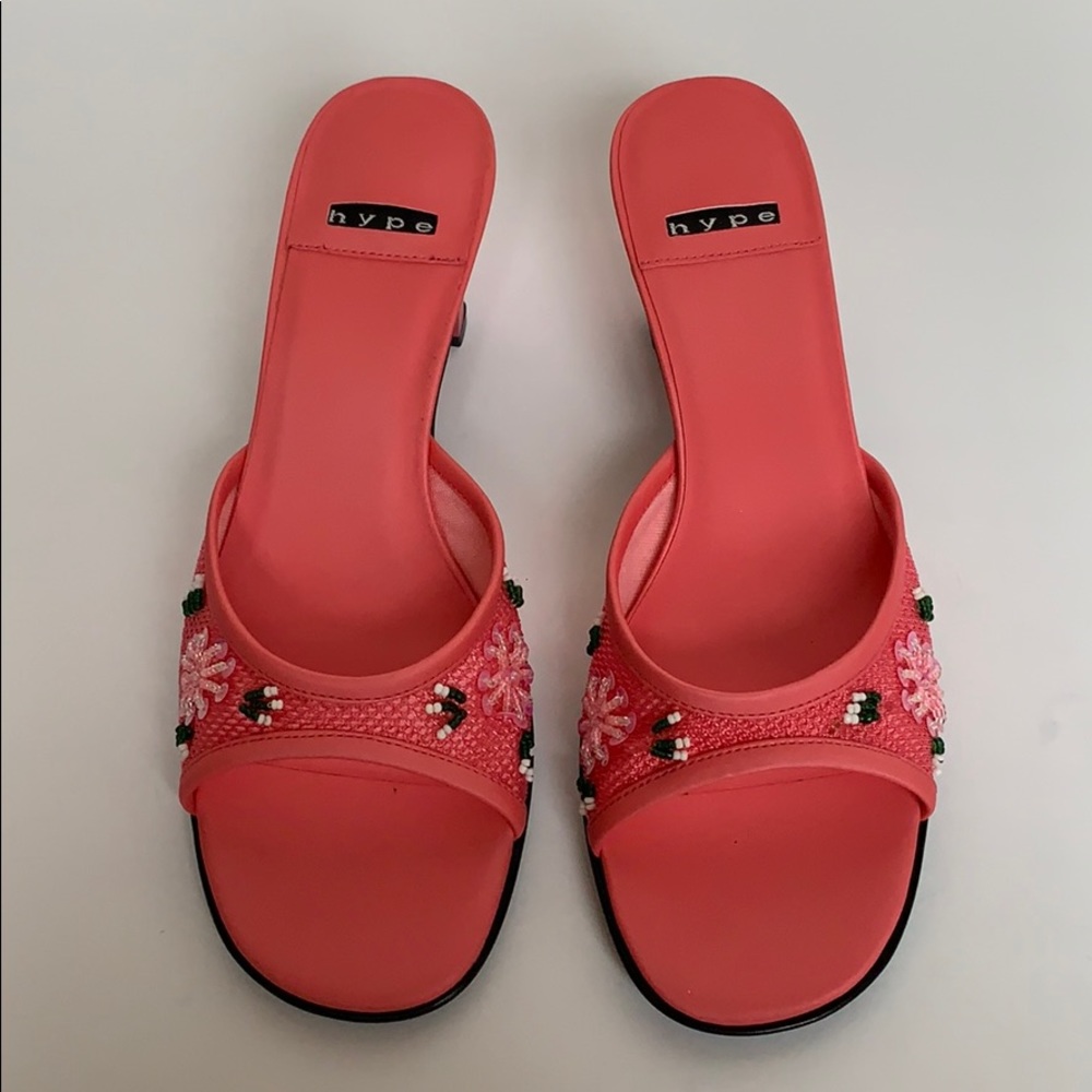 HYPE Pink Salmon Mesh Mules w/ Sequins & Beads